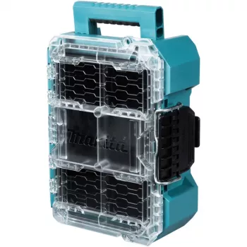 MAKTRAK organizer compatto, cassetta utensili blu/trasparente, coperchio trasparente