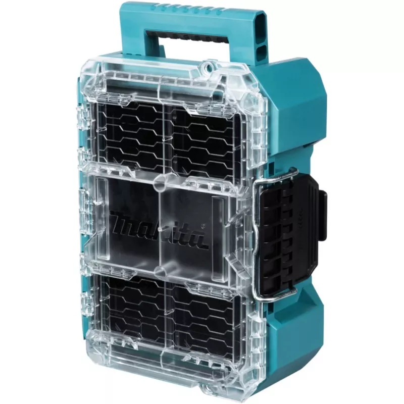 MAKTRAK organizer compatto, cassetta utensili blu/trasparente, coperchio trasparente