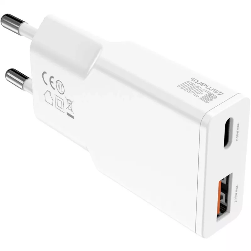 Caricabatterie 4smarts PDPlug Duos sottile smartphone tablet bianco AC ricarica rapida