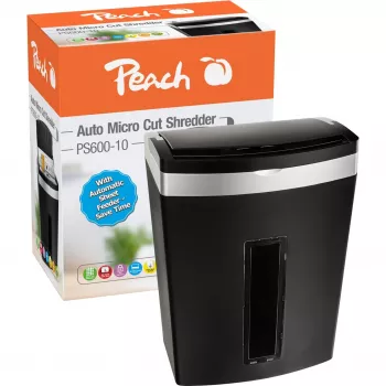 Distruggidocumenti Peach PS600-10 taglio micro 63 dB nero, argento