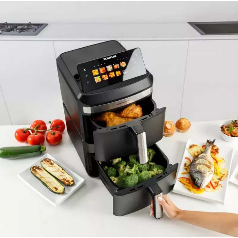 Friggitrice ad aria senza olio Taurus Air Duo Slim con due cestelli