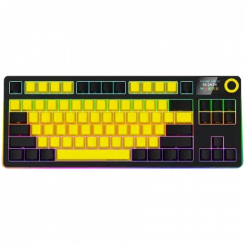 LORGAR KBP70TKLW, tastiera gaming meccanica TKL wireless Pro, nero/giallo, layout EN