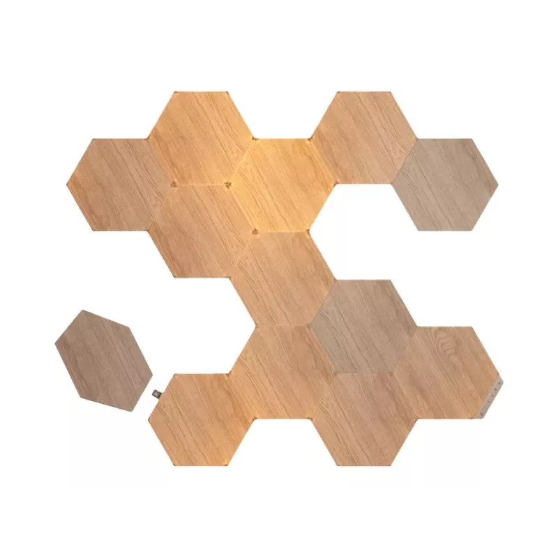 Nanoleaf | Elements Wood Look Hexagons Starter Kit (13 pannelli) | Bianco freddo + Bianco caldo