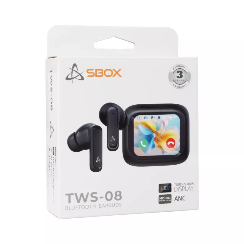 Cuffie SBOX EB-TWS08-B display touchscreen nero