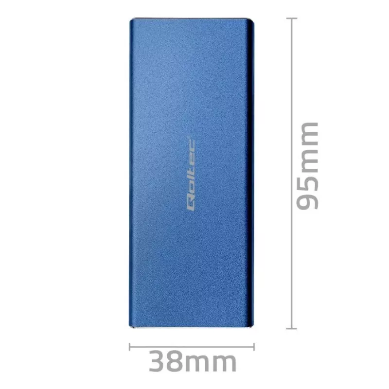 Case per SSD QOLTEC 51832 — esterno M.2 SATA, USB 3.0, fino a 2 TB, blu, supporta unità da 30 mm, 4 slot