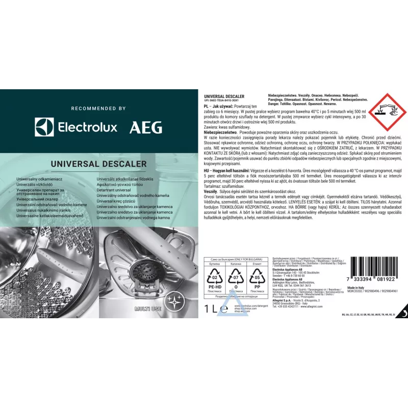 Anticalcare Electrolux M3KCD202 1 L – anticalcare liquido universale per bollitori, macchine per caffè, ferri da stiro a vapore