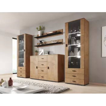Cama sideboard soggiorno UNI rovere lefkas/nero