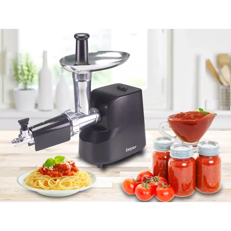 Beper P102ROB200 tritacarne elettrico con spremipomodoro, 1200 W, nero