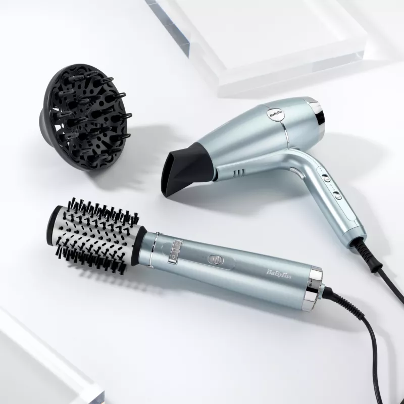 BaByliss AS773E Hydro Fusion Air Styler spazzola ad aria calda, Black, Metallic 700 W 98,4 (2,5 m)