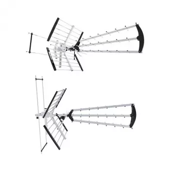 Antenna DVB-T da esterno/interno LIBOX LB2000 con amplificatore 69 dB, doppia polarizzazione, 174–790 MHz, alluminio/nero