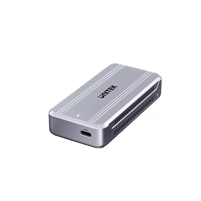 Case per SSD Unitek S1242AGY01-EU USB4 40 Gbit/s, M.2 NVMe, fino a 8 TB, alluminio/plastica, raffreddamento attivo