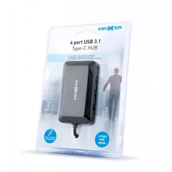 Hub USB GEMBIRD ACT-HUB3C-4P — host USB 3.2 Gen 1 Type-A a 4 × USB 3.2 Gen 1 Type-C, 5000 Mbit/s, nero