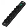EVER Optima T/LZ08-OPT030/0000 ciabatta con protezione da sovratensioni, 6 prese, 3 m, 250 V, protezione bambini, interruttore, nera