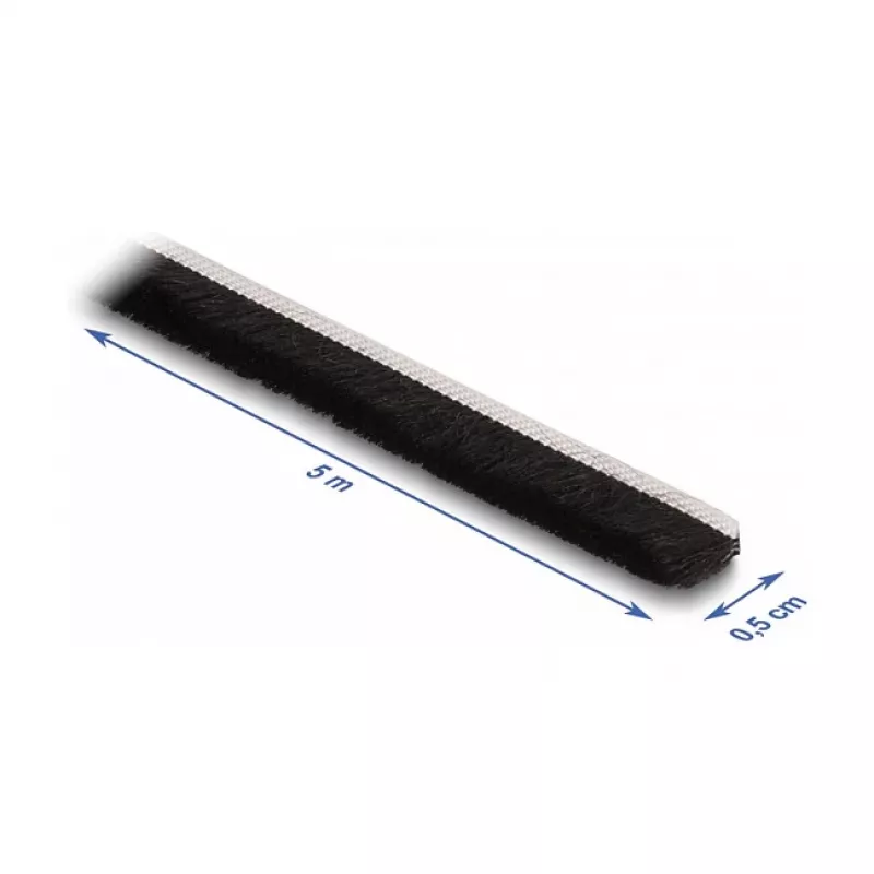 Barra con setole DeLOCK autoadesiva 5 mm lunghezza 5 m nero