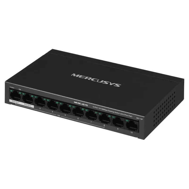 Switch Mercusys MS110P 10 porte 10/100Mbps POE+ 8 porte (Versione 1.0)