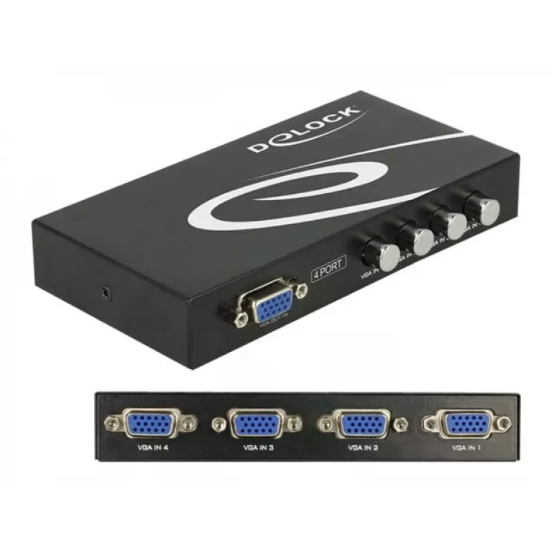 Switch DeLock VGA 4 porte manuale bidirezionale - Selettore monitor - 4 x VGA - desktop (87635)
