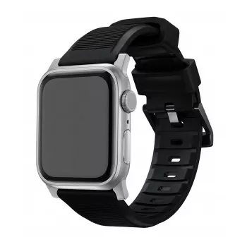 Cinturino per orologio Nomad Rugged Strap nero connettore argento per 42/44/45/49 mm