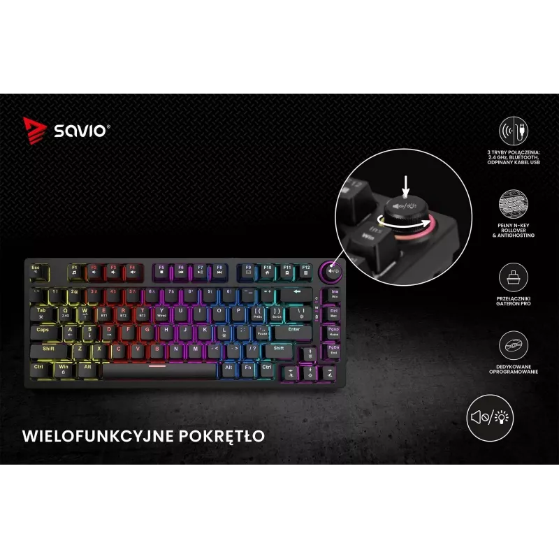 Tastiera gaming Savio Phenix SAVGK-RED USB RF Wireless Bluetooth QWERTY