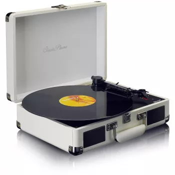 Giradischi a trasmissione a cinghia Lenco TT-115CR crema — giradischi valigetta, registrazione USB, Bluetooth 5.0, 33/45/78 giri/min