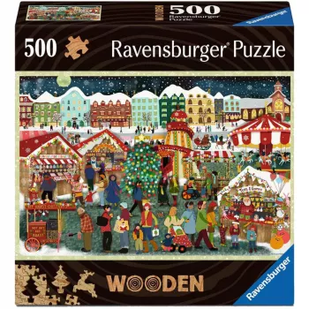 Puzzle Ravensburger Wooden Puzzle Christmas Market — 500 pezzi, puzzle in legno