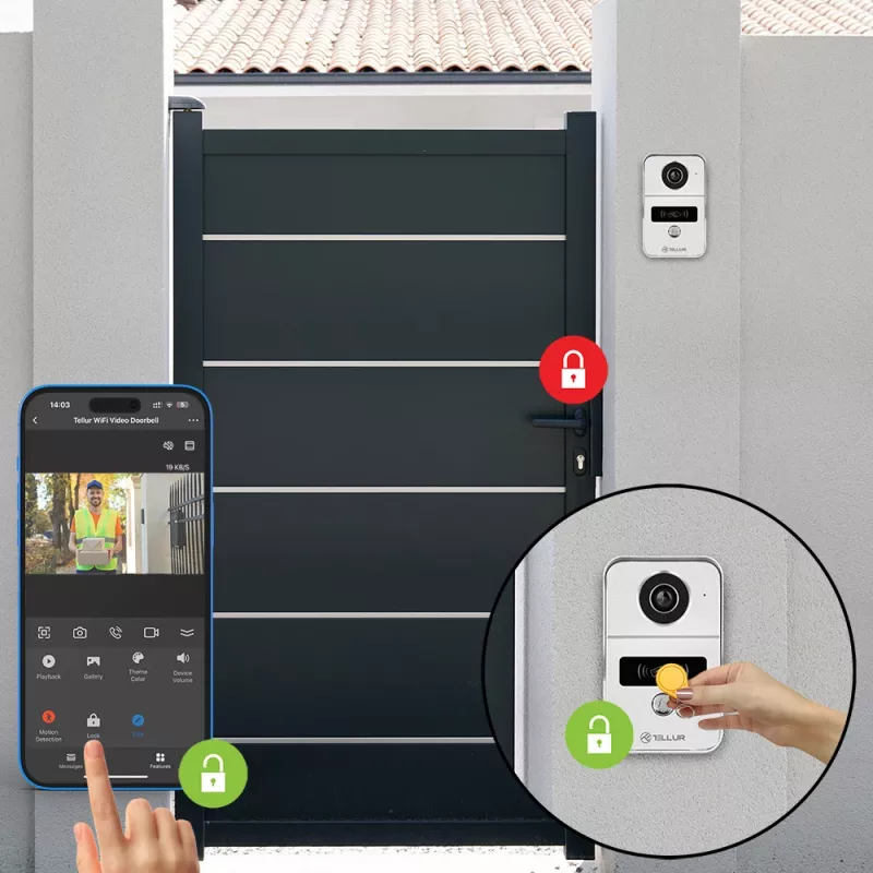 Videocitofono Tellur TLL331511 1080P con funzione di sblocco e campanello interno