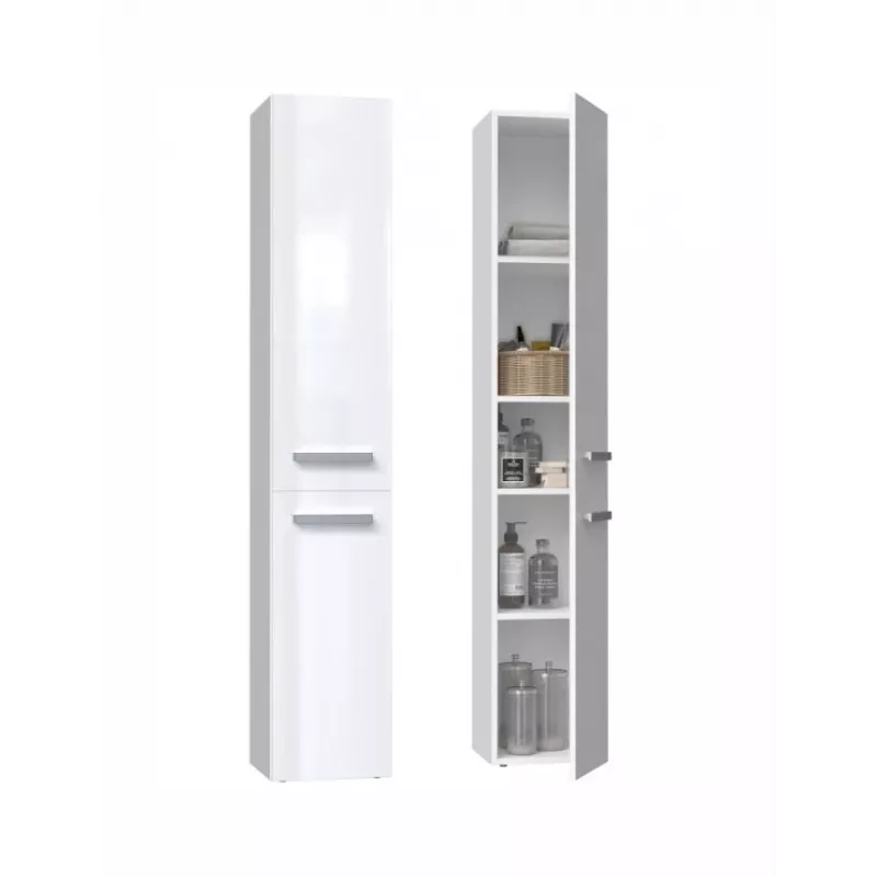 Mobile contenitore da bagno top e shop NEL II BIEL POŁ — a sé stante, 5 ripiani, 310×300×1740 mm, bianco