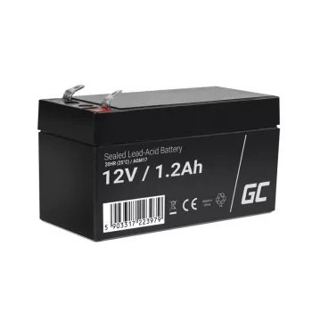 Batteria piombo-acido sigillata (VRLA) Green Cell AGM17 12 V 1,2 Ah — altezza 52 mm, 43×97 mm, 0,5 kg