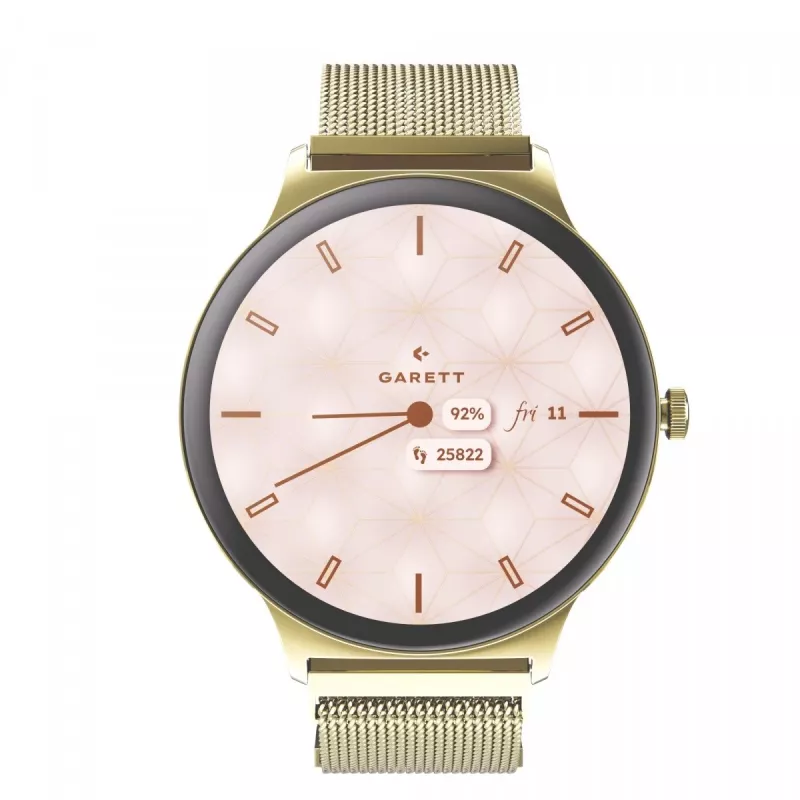 Smartwatch Garett Verona 2 Gold Mesh con Bluetooth e misuratore di frequenza cardiaca
