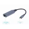 Adattatore di rete Gembird A-USB3C-LAN-01 Type-C USB 3.2 Gen 1, Gigabit RJ-45, cavo 0,15 m, case in metallo, grigio/nero