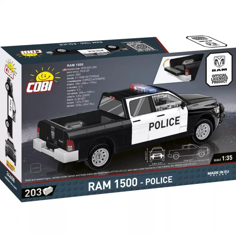 Gioco di costruzione Cobi RAM 1500 Police 24608 modello 2 in 1, set di mattoncini, trasformabile