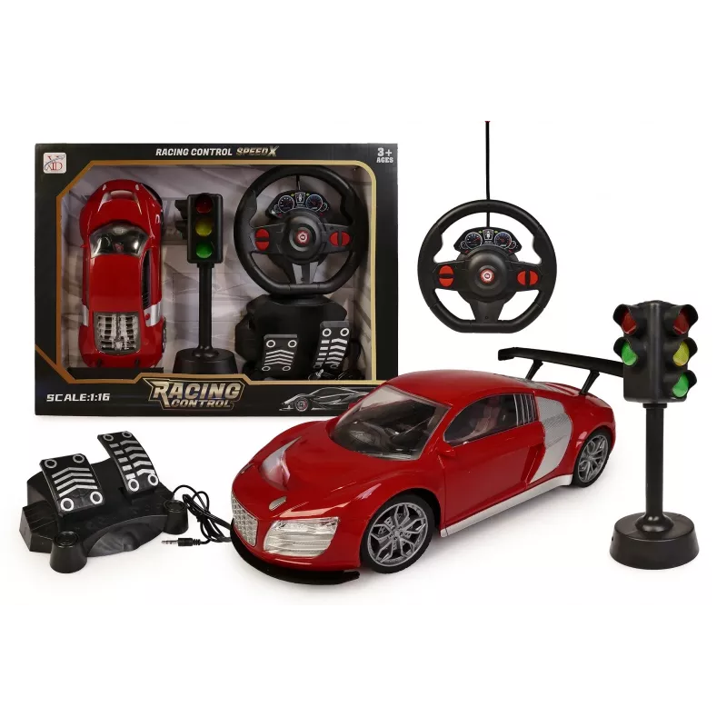 Auto radiocomandata Artyk modello 177927 con controller a volante e segnali luminosi
