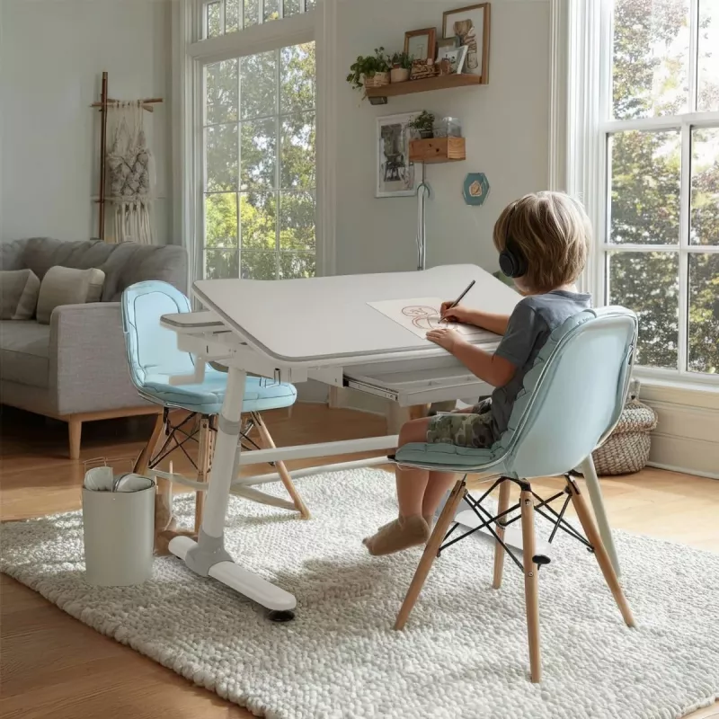 Ergo Office Scrivania ergonomica per bambini regolabile in altezza, grigia, max 100 kg, ER-417 2cz