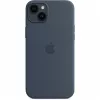 Custodia in silicone con cover Apple iPhone 14 Plus MagSafe blu tempesta