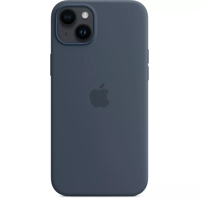 Custodia in silicone con cover Apple iPhone 14 Plus MagSafe blu tempesta