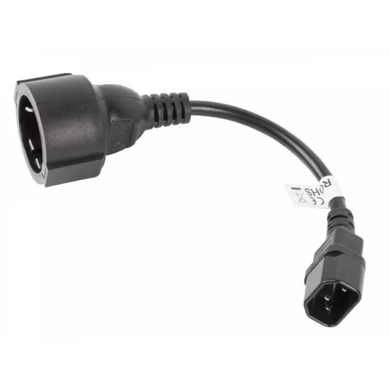 Cavo di alimentazione Lanberg CA-C14E-10CC-0018-BK nero 0,18 m connettore C14 (CA-C14E-10CC-0018-BK)