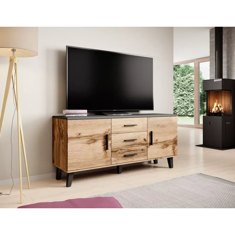 Cama sideboard LOTTA 150 2D3S rovere wotan + nero opaco