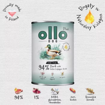 Ollo Plus Collagen anatra 400 g scatoletta per cani