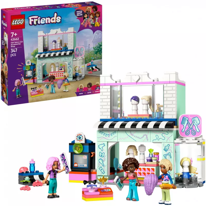 LEGO Friends Set di gioco Salone di parrucchiere e negozio di decorazioni 42662 – mini bambole, scena del salone, accessori