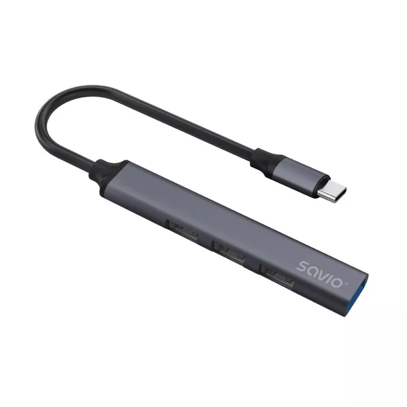 Hub USB 3.0 4 porte SAVIO AK-71 con host USB-C, 5000 Mbit/s, garanzia 2 anni
