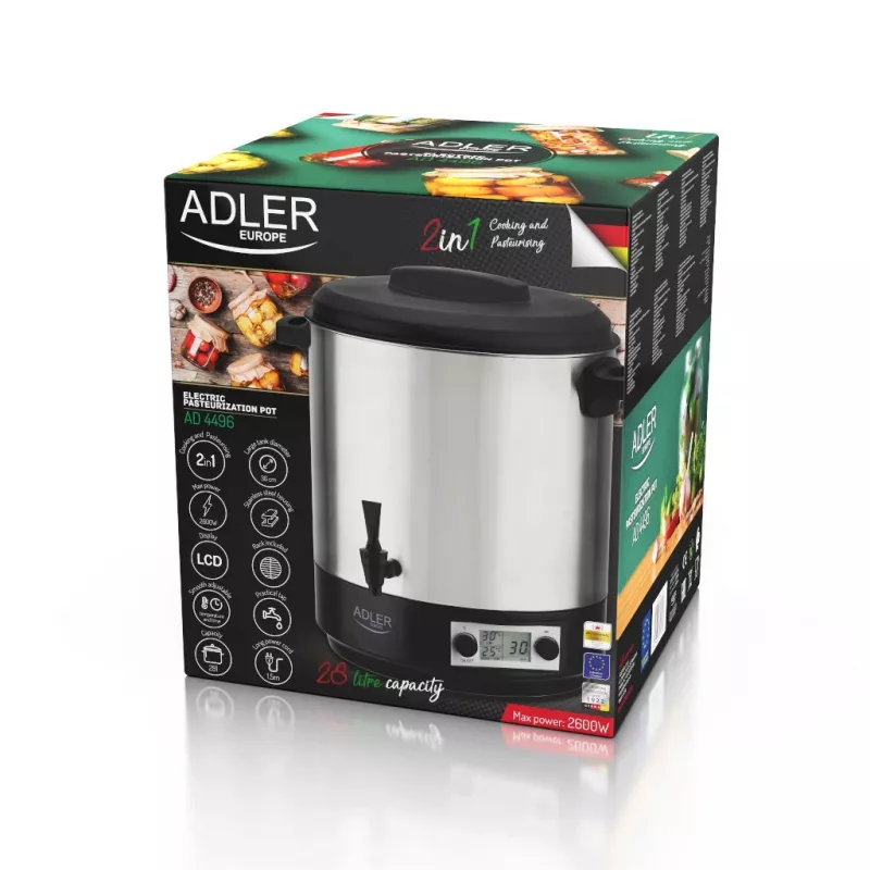 Sterilizzatore per conserve Adler AD 4496 28L 2600W acciaio inox nero