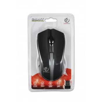 Mouse ottico wireless Rebeltec, GALAXY nero/argento, superficie in gomma