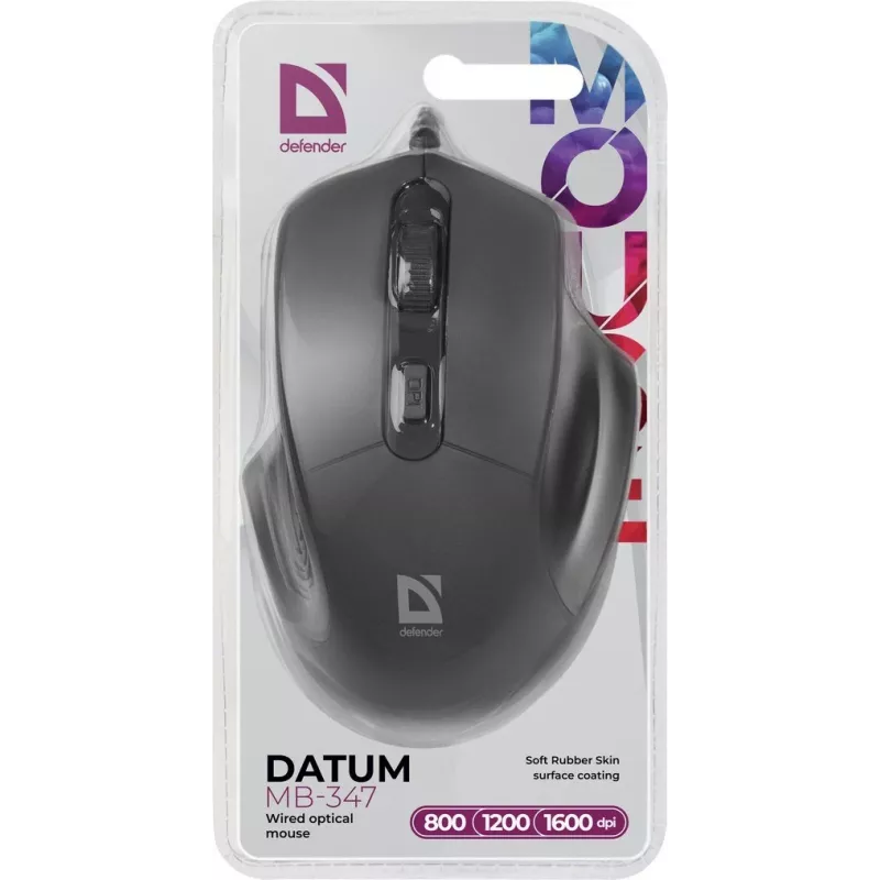 Defender DATUM MB-347 Mouse ottico nero 1600dpi 4P