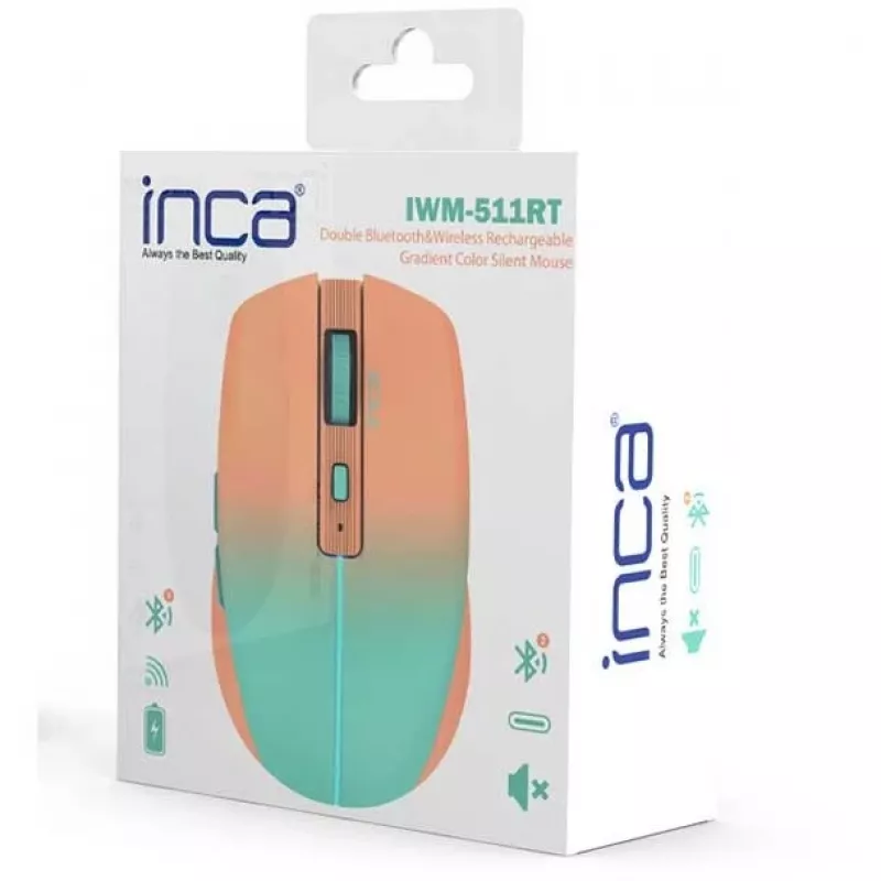 Mouse INCA IWM-511RT Bluetooth+wireless RGB colore base arancione
