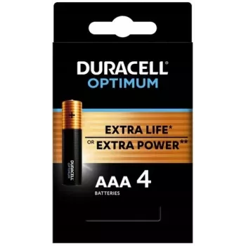 Duracell OPTIMUM AAA batterie alcaline confezione da 4 – energia di lunga durata per piccoli dispositivi