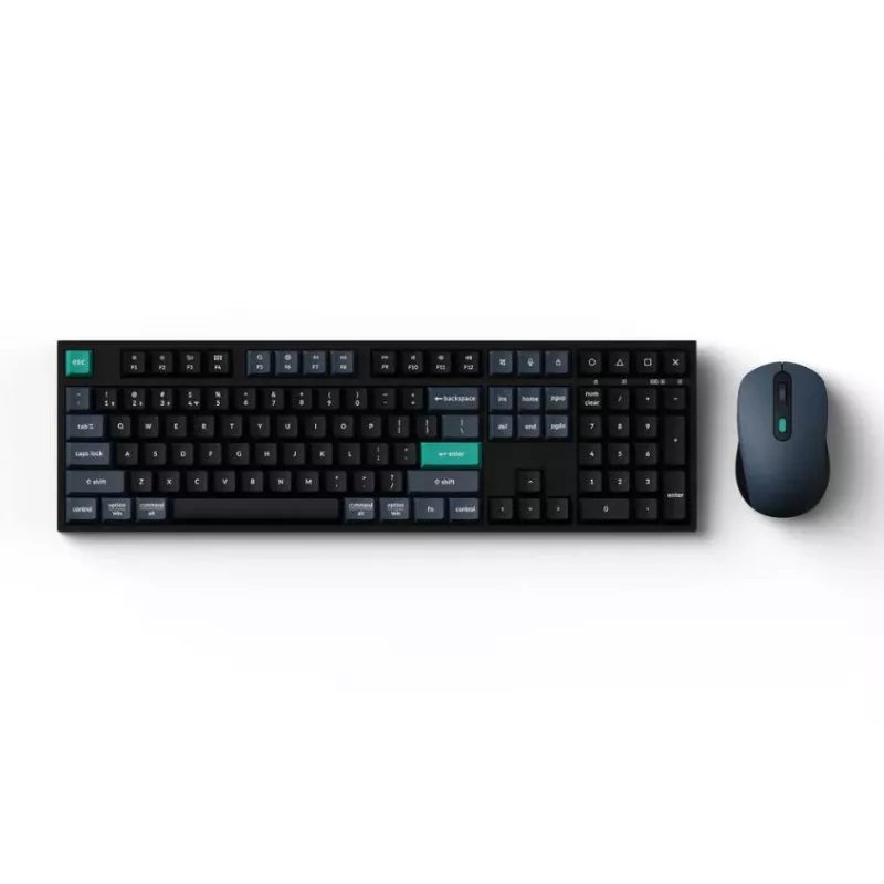 Keychron B36 + BM25 set tastiera e mouse, Full-Size 100% QWERTY inglese, USB + wireless + Bluetooth, switch a forbice, nero, mouse incluso