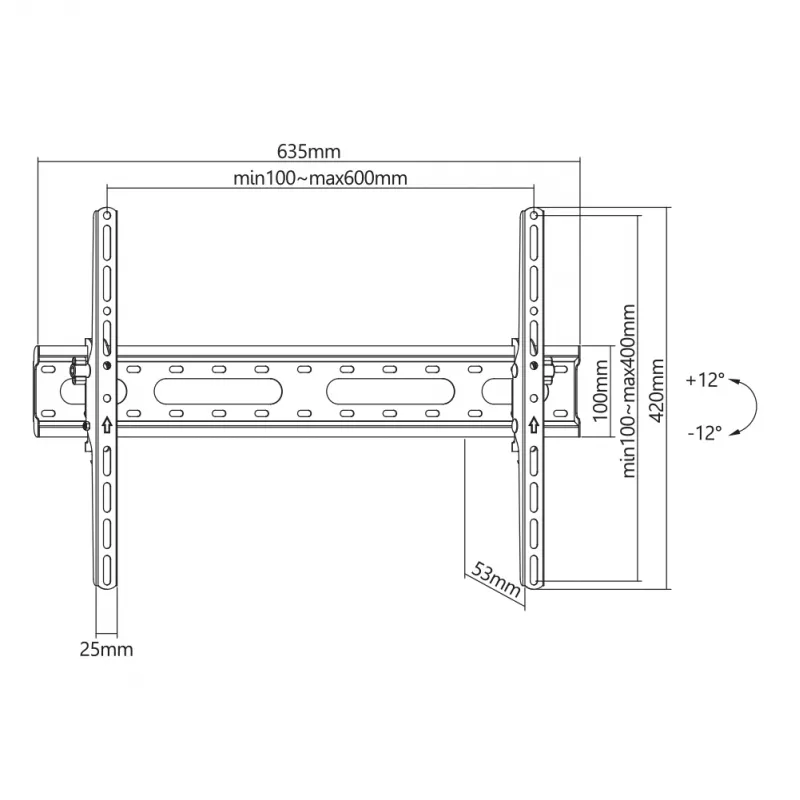 Supporto SBOX PLB-2546T-2 per display 37–80 pollici, capacità 45 kg, VESA 600×400 mm
