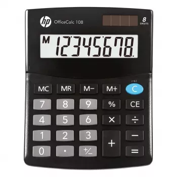 Calcolatrice da tavolo HP HPKOC108 — nera, 108 funzioni, design compatto