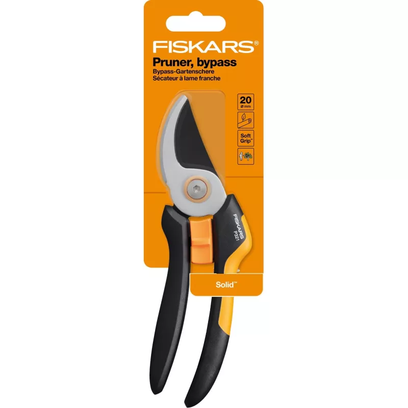 Fiskars Solid M P321 cesoie da giardino bypass nero, arancione