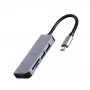 Dock per laptop Gembird UHB-CM-CRU3P1U2P2-01 — USB 3.2 Gen 1 Type-A, MicroSD/SD/SDHC/SDXC fino a 128 GB, argento