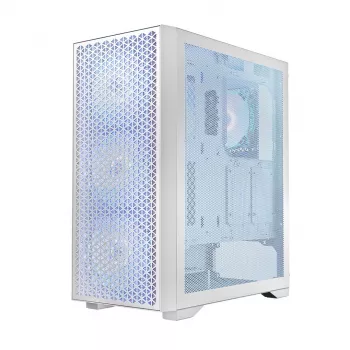 Case PC LOGIC Dart Pro Midi ARGB bianco — Midi Tower, ATX, 456×200×385 mm, GPU max 34 cm, altezza dissipatore CPU 155 mm, 3x120mm anteriore + 1x120mm posteriore, USB 3.0 x2, USB-C x1
